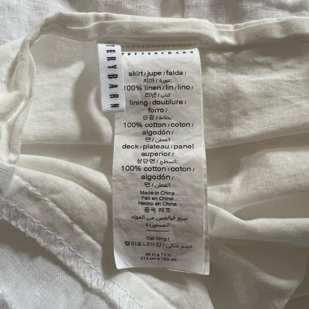 Pottery Barn White Linen Bed Skirt